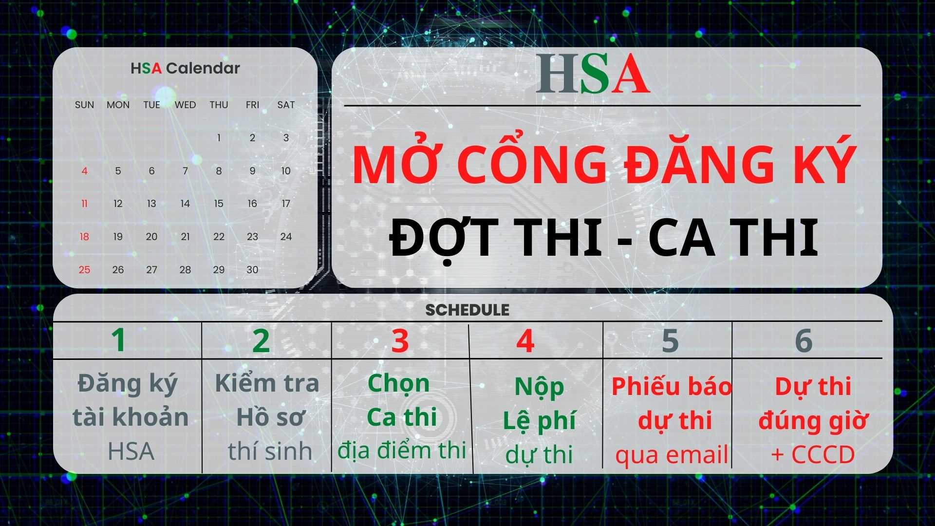 Thông báo về đăng ký thi HSA ngày 3/3/2025